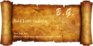 Ballon Gyula névjegykártya